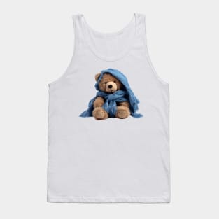 Cute Teddy Bear with Blue Scarf Tank Top